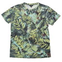 【中古】新品同様 PS Paul Smith ピーエス ポールスミス ボタニカル リーフ柄 総柄 クルーネック カットソー プリント Tシャツ 半袖 S 緑 グリーン メンズ Luxs ブランド古着のリュクス