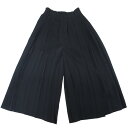 【中古】新品同様 MM6 Maison Margiela メゾンマルジェラ プリーツワイドパンツ ガウチョパンツ S52KA0215 サイズ38 ブラック レディース Luxs ブランド古着のリュクス
