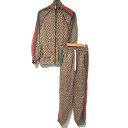 【中古】美品 GUCCI グッチ Gランバス シェリーライン トラックジャケット+トラックパンツ ジャージ セットアップ Sサイズ ブラウン系 メンズ Luxs...