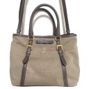 【中古】 PRADA プラダ 2way ロゴジャガード リボン ショルダーバッグ ハンドバッグ ブラウン系 レディース Luxs ブランド古着のリュクス