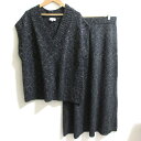 【中古】美品 JOSEPH ジョセフ ニットベスト + スカート セットアップ サイズM/L ブラック レディース Luxs ブランド古着のリュクス(4)