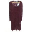 【中古】未使用 PAULE KA ポールカ レース刺繍 長袖 マキシ丈 ワンピース ドレス ペチコート付き 38 ボルドー レディース Luxs ブランド古着のリュクス