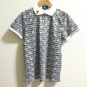 【中古】新品同様 23AW PEARLY GATES パーリーゲイツ 半袖 ロゴボーダー 鹿の子 ポロシャツ サイズ1 ホワイト レディース Luxs ブランド古着のリュクス
