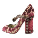 【中古】新品同様 DOLCE & GABBANA ドルチェアンドガッバーナ パンプス スタッズ ジャガード ベロア 花柄 靴 シューズ ワインレッド 37.5 レディース Luxs ブランド古着のリュクス