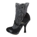 【中古】新品同様 DOLCE & GABBANA ドルチェアンドガッバーナ ソックスブーツ レース ベロア パンプス ヒール 花柄 靴 シューズ ブラック 35 レディース Luxs ブランド古着のリュクス
