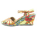 【中古】新品同様 DOLCE&GABBANA ドルチェアンドガッバーナ ウェッジソール アンクルストラップ サンダル フラワー 総柄 シューズ 36 レディース Luxs ブランド古着のリュクス