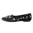 【中古】未使用 DOLCE&GABBANA ドルチェアンドガッバーナ フラットシューズ パンプス ベロア クリスタルビジュー 靴 シューズ 黒 37 レディース Luxs ブランド古着のリュクス