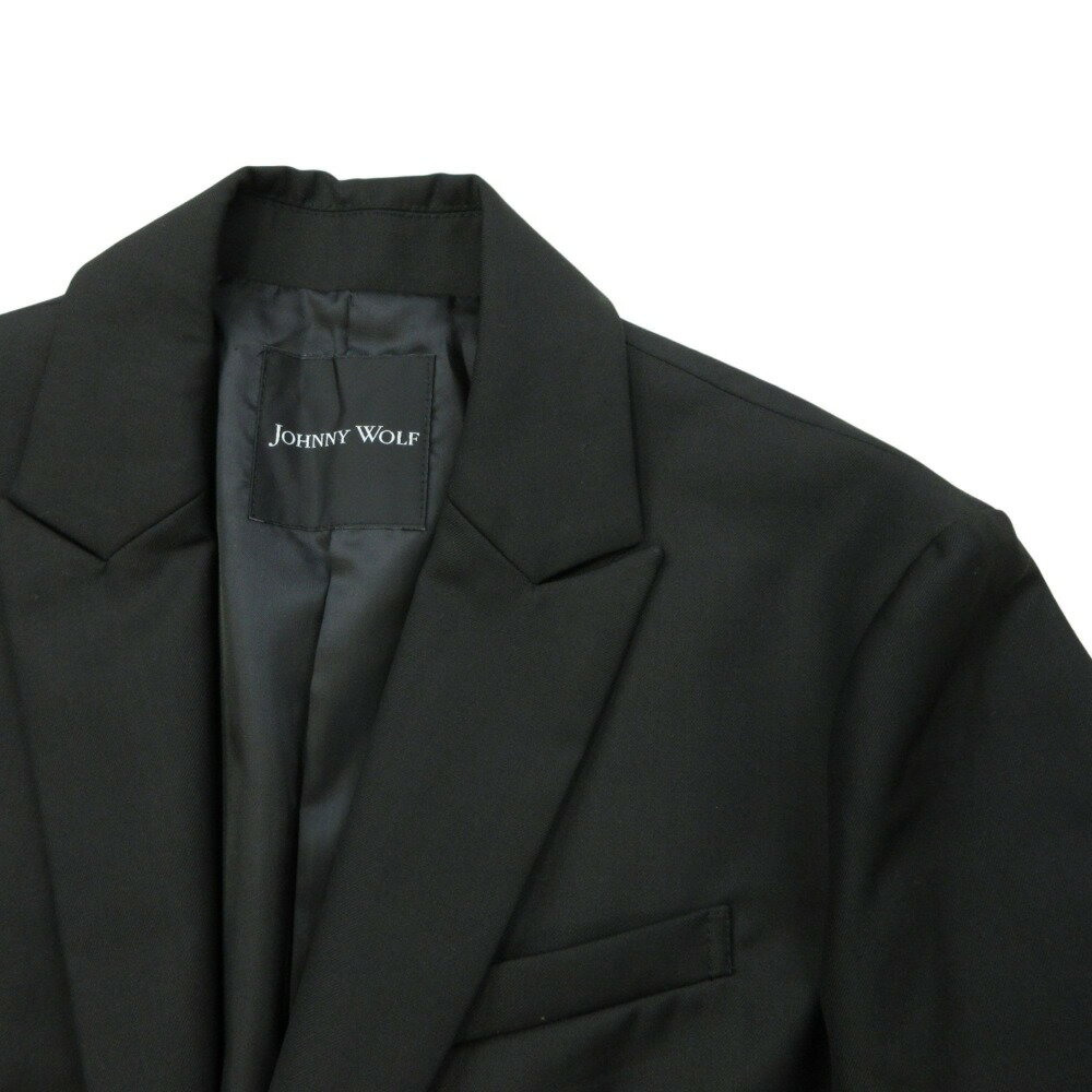 【中古】美品 JOHNNY WOLF ジョニーウルフ ロング テーラードジャケット シングルブレスト ブレザー コート 1-2 黒 ブラック メンズ Luxs ブランド古着のリュクス