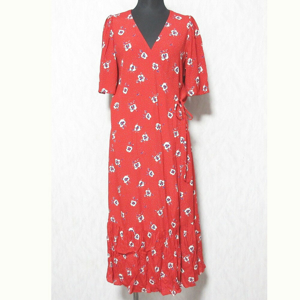 【中古】美品 SEZANE セザンヌ フラワープリントラップドレス ワンピース サイズ36 レッド レディース Luxs ブランド古着のリュクスのサムネイル