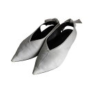 【中古】良品 CELINE セリーヌ フィービー期 レザー スリングバックリボン vカット パンプス シューズ 35 22cm相当 箱付き グレー レディース Luxs ブランド古着のリュクス