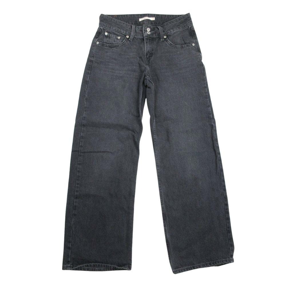【中古】美品 24AW Levi's リーバイス Superlow ルーズジーンズ ワイド デニム パンツ ジーンズ Gパン W26 L30 ブラック A7498-0001 レディース Luxs ブランド古着のリュクス