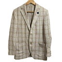 【中古】美品 LARDINI ラルディーニ チェック柄 シルク100% シングル テーラードジャケット 46 ベージュ メンズ Luxs ブランド古着のリュクス