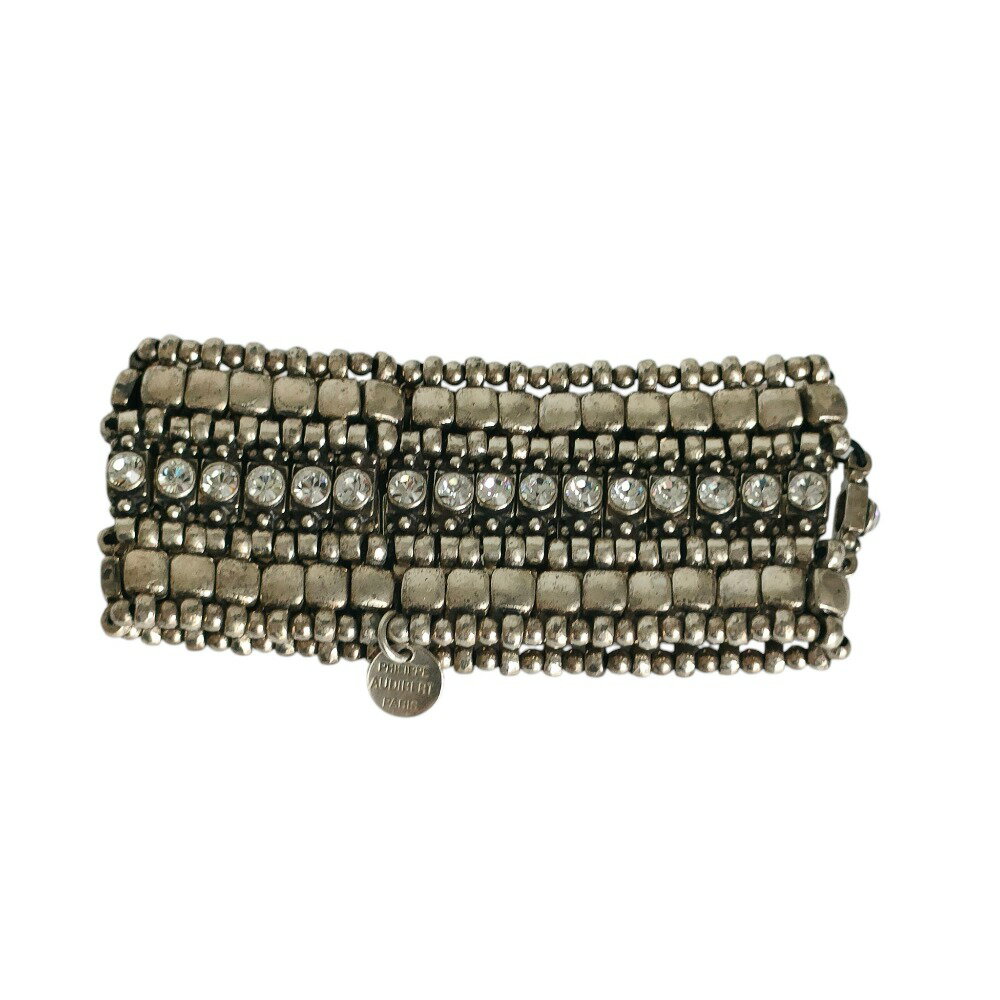 【中古】 PHILIPPE AUDIBERT フィリップオーディベール ビジュー メタル ワイドバングル ブレスレット ..