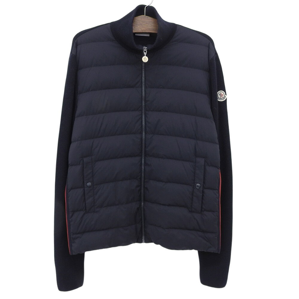 【中古】美品 クリーニング済み 22AW Moncler モンクレール CARDIGAN TRICOT ニット切替 ダウンジャケット H20919B00007 XL ネイビー メンズ Luxs ブランド古着のリュクス