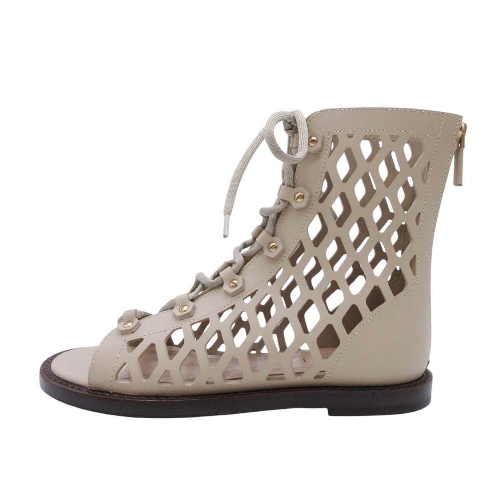 【中古】新品同様 21ss Christian Dior クリスチャンディオール D-Trap ブーツサンダル レースアップ シューズ 35/22.0 ベージュ レディース Luxs ブランド古着のリュクス