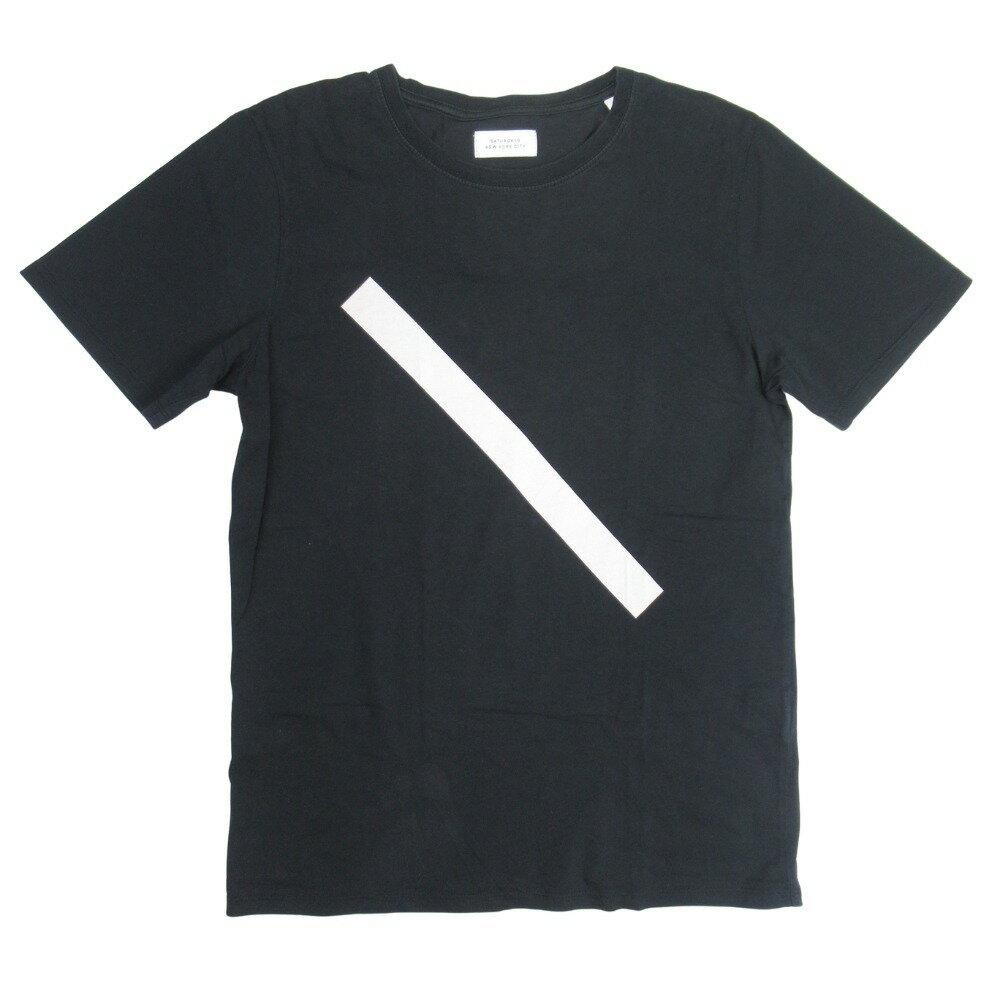 【中古】良品 SATURDAYS NYC サタデーズニューヨークシティ Tシャツ プリント 半袖 カットソー S 黒 ブ..