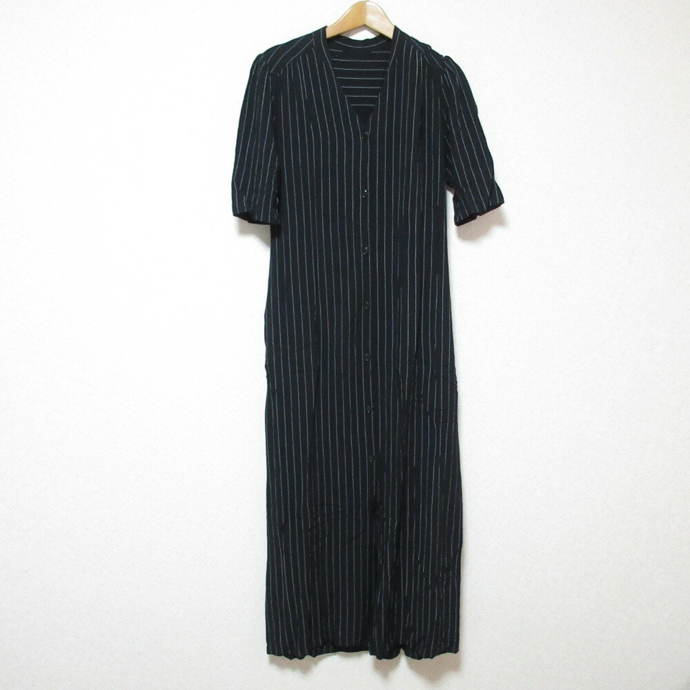 【中古】良品 22AW ADAM ET ROPE アダムエロペ イージーレーヨンシャツワンピース GAE22020 F ブラック レディース Luxs ブランド古着のリュクス