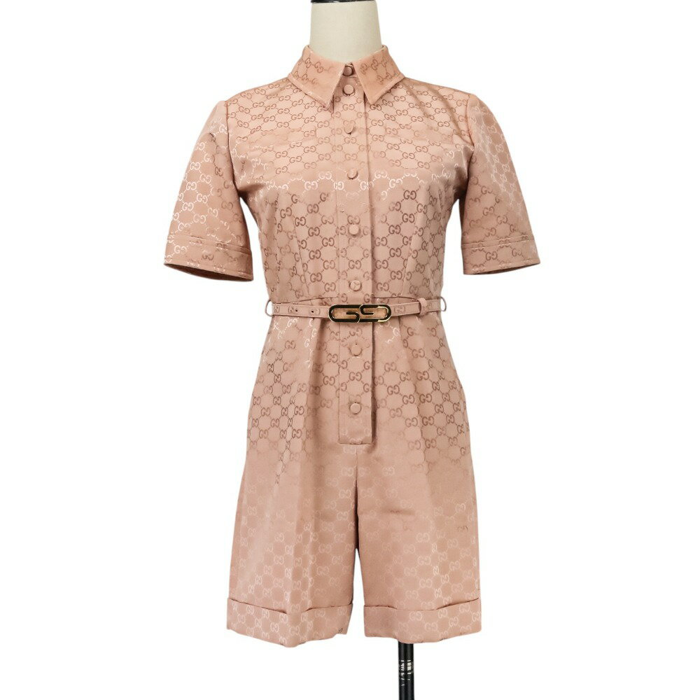【中古】新品同様 22AW GUCCI グッチ GG柄 ジャンプスーツ オールインワン 691496 サイズ36 ピンク レディース Luxs ブランド古着のリュクス