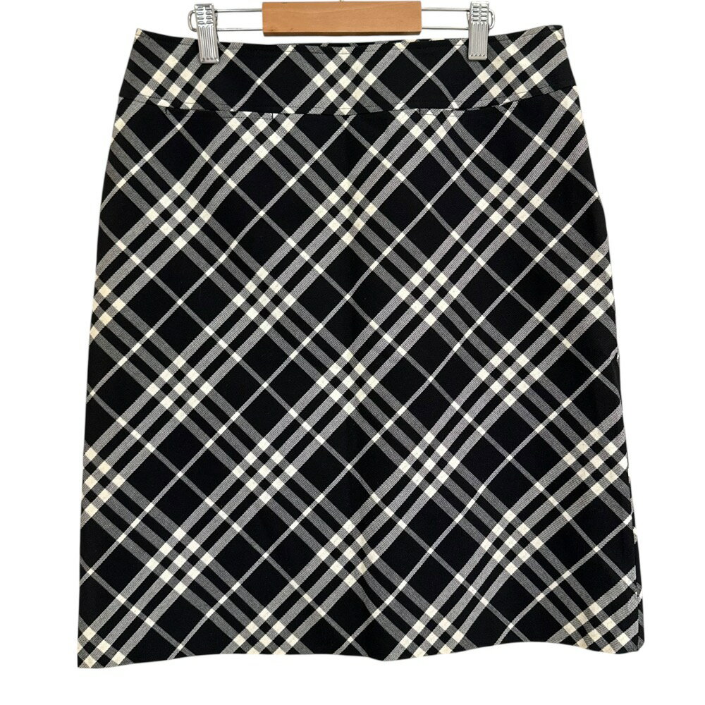 【中古】美品 BURBERRY LONDON バーバリーロンドン チェック柄 ひざ丈 タイトスカート 40 ブラック レディース Luxs ブランド古着のリュクス