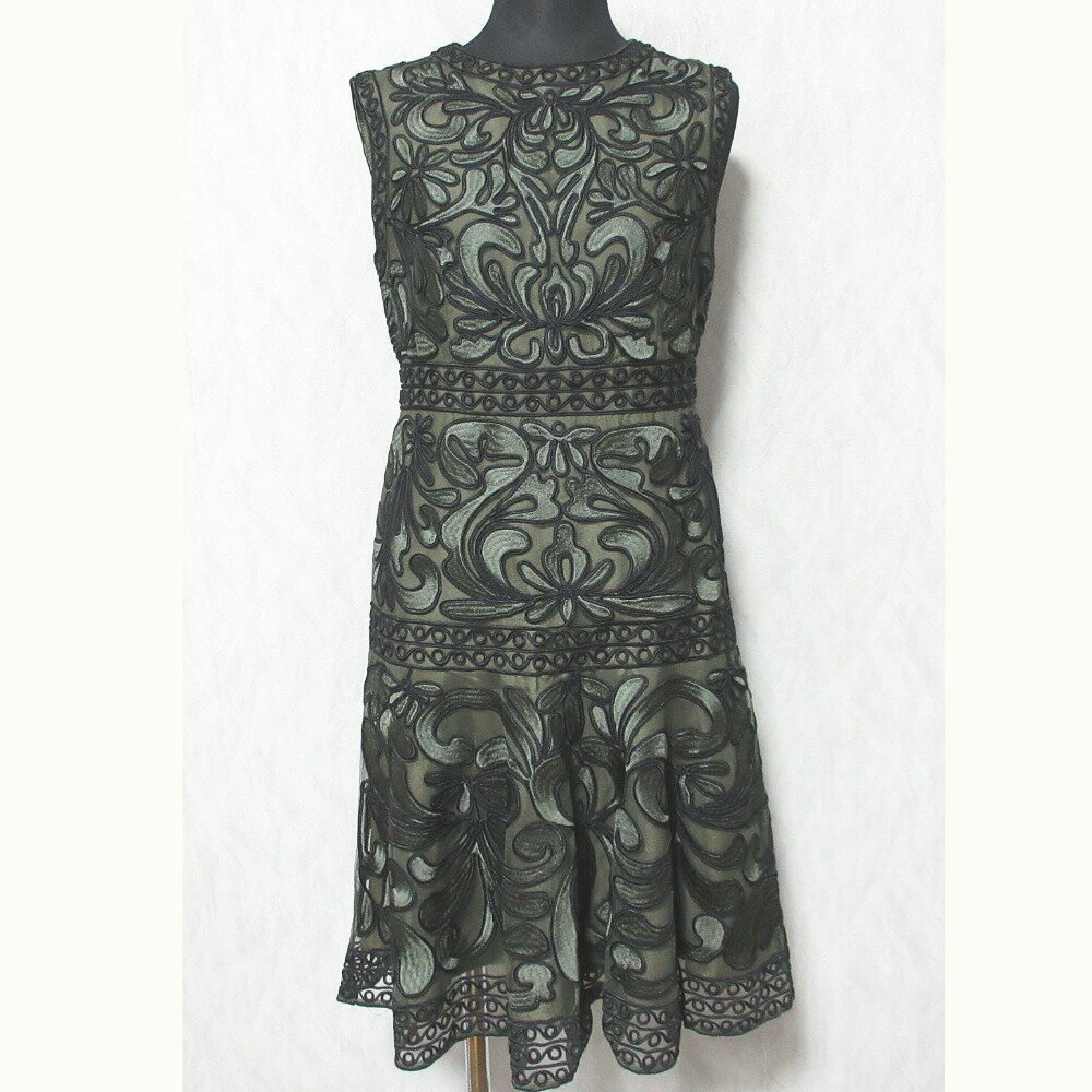 【中古】美品 Diagram ダイアグラム グレースコンチネンタル コード刺繍フレアワンピース 36335072 サイズ36 カーキ ブラック レディース Luxs ブランド古着のリュクスのサムネイル