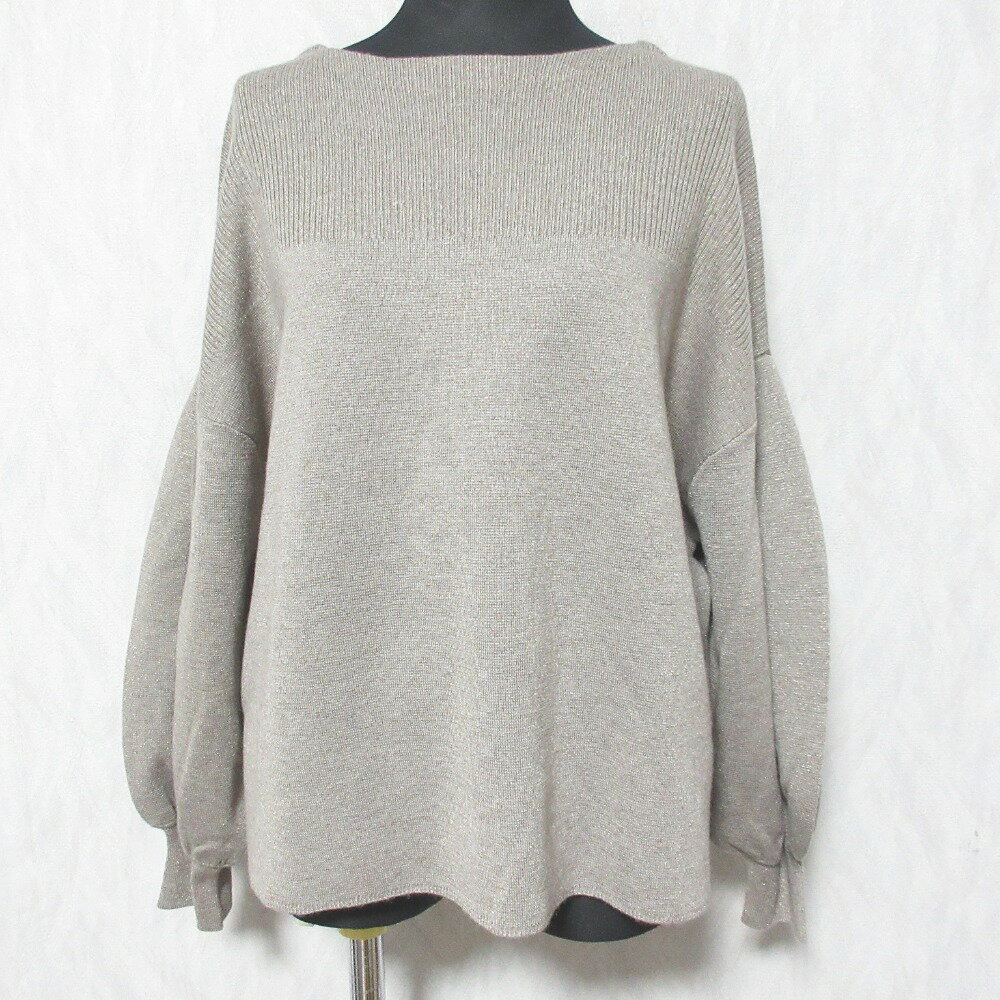 【中古】美品 jines ジネス ラメニット セーター 38 ブラウンベージュ レディース Luxs ブランド古着のリュクス