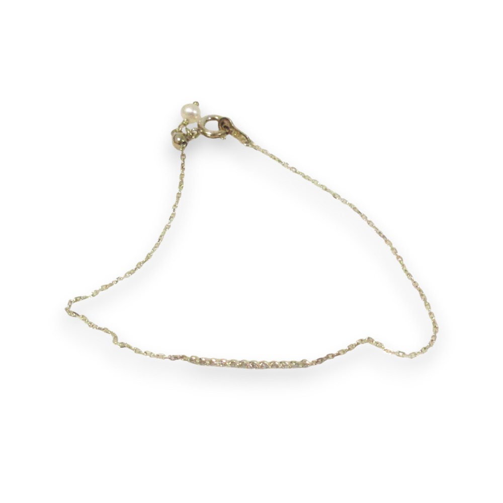 【中古】美品 agete アガット シルバー 0.06ct ダイヤモンド チェーン ブレスレット アクセサリー ゴールドカラー レディース Luxs ブランド古着のリュクス