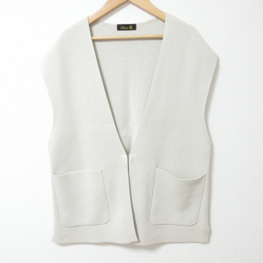 【中古】良品 Drawer ドゥロワー SUMMER ミラノ編み Vネック ニットジレ ベスト ライトベージュ レディース Luxs ブランド古着のリュクス(4)