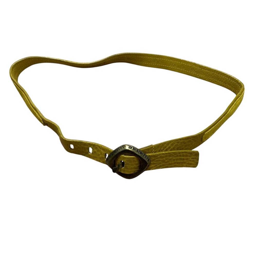 【中古】良品 DIESEL ディーゼル ピンバックル レザーベルト イエロー レディース Luxs ブランド古着の..