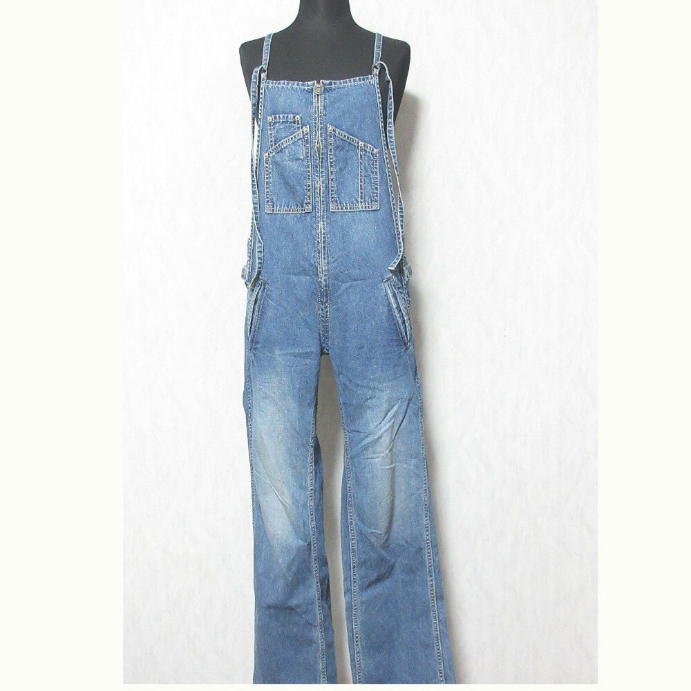 【中古】美品 JOHNBULL ジョンブル デニム フレンチサロペット オールインワン ZP118 M インディゴブルー レディース Luxs ブランド古着のリュクス