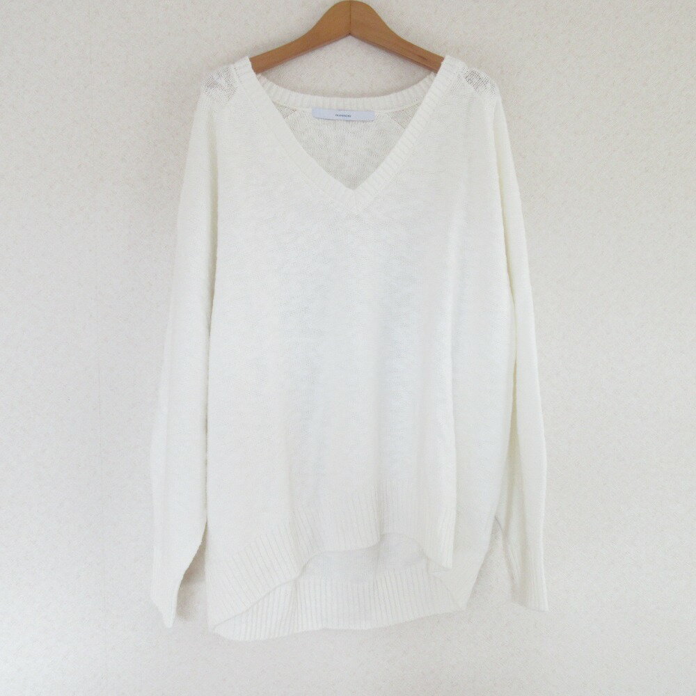 【中古】美品 FRAMeWORK フレームワーク リネンブレンド オーバーサイズニット セーター F ホワイト レ..