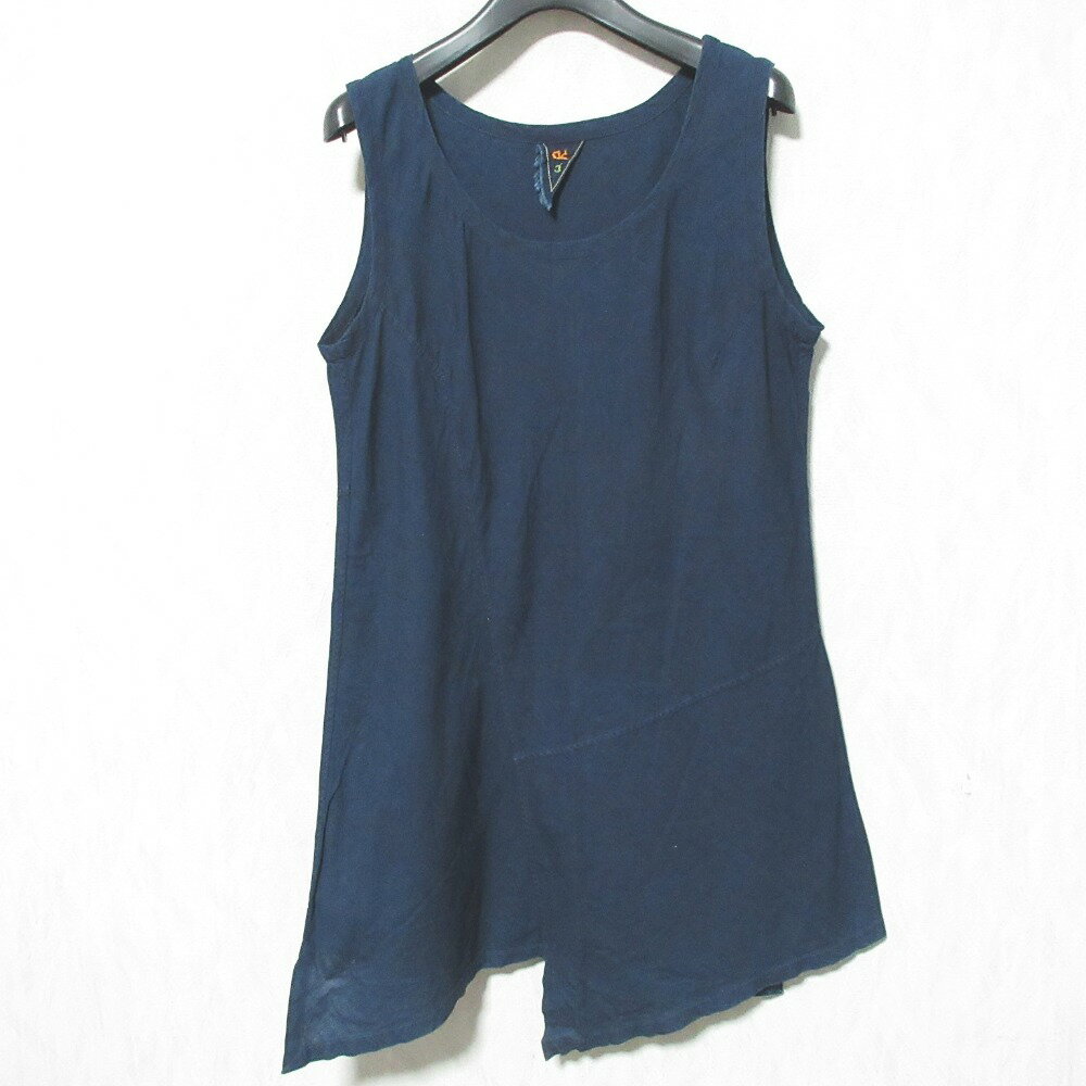 【中古】美品 R by 45rpm アールバイフォーティファイブアールピーエム ノースリーブ カットソーチュニック サイズ3 インディゴ レディース Luxs ブランド古着のリュクス