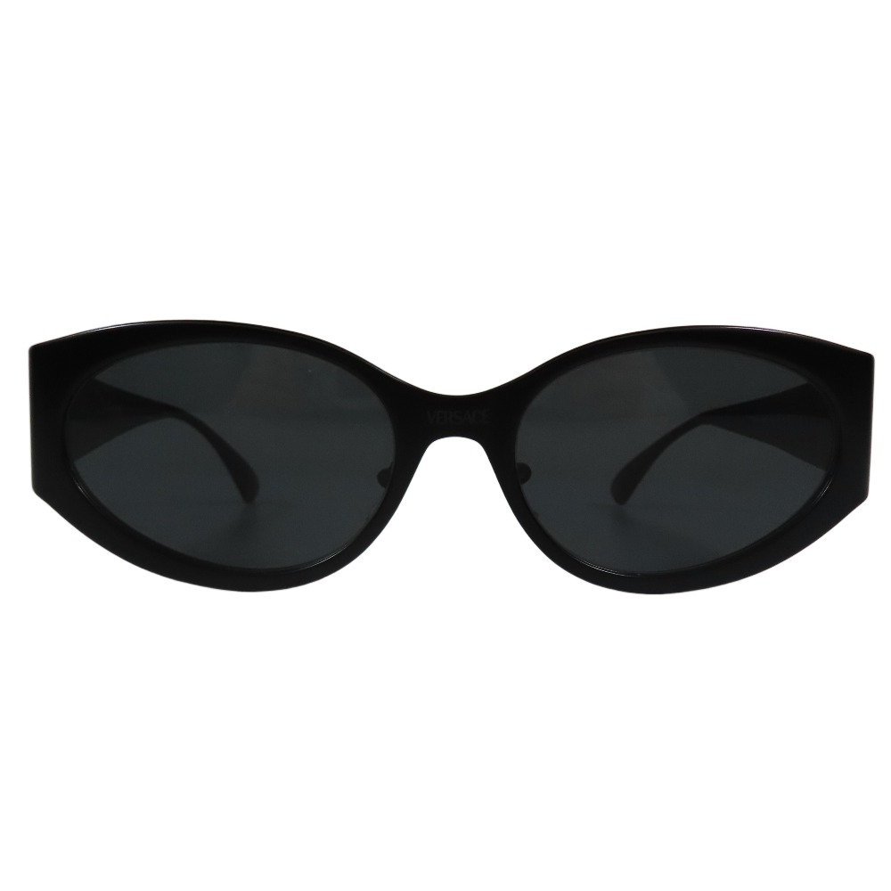 【中古】新品同様 VERSACE ヴェルサーチ 2263 アイウェア サングラス メデューサ ロゴ オーバル メタルフレーム 56□18-140 ブラック メンズ レディース Luxs ブランド古着のリュクス