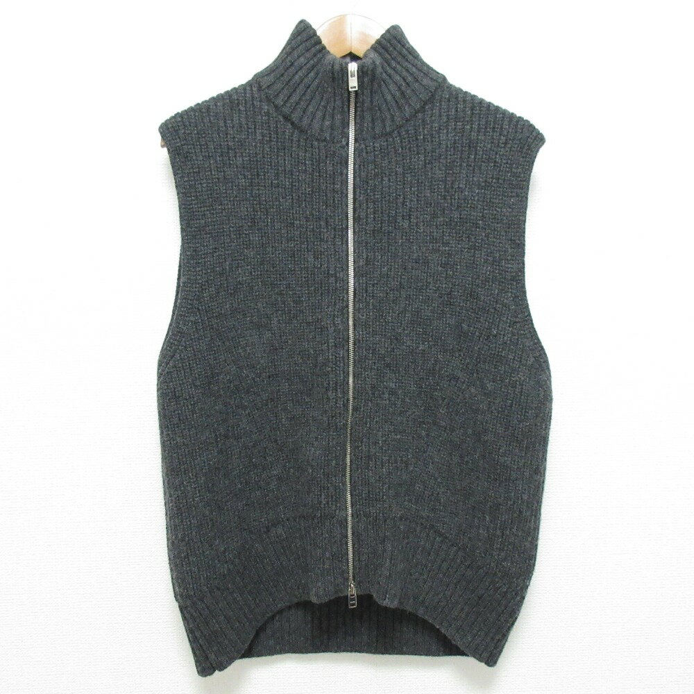 【中古】美品 CINOH チノ ウール ドライバーズ ニット ベスト 22WKN009 サイズ36 グレー レディース Lu..