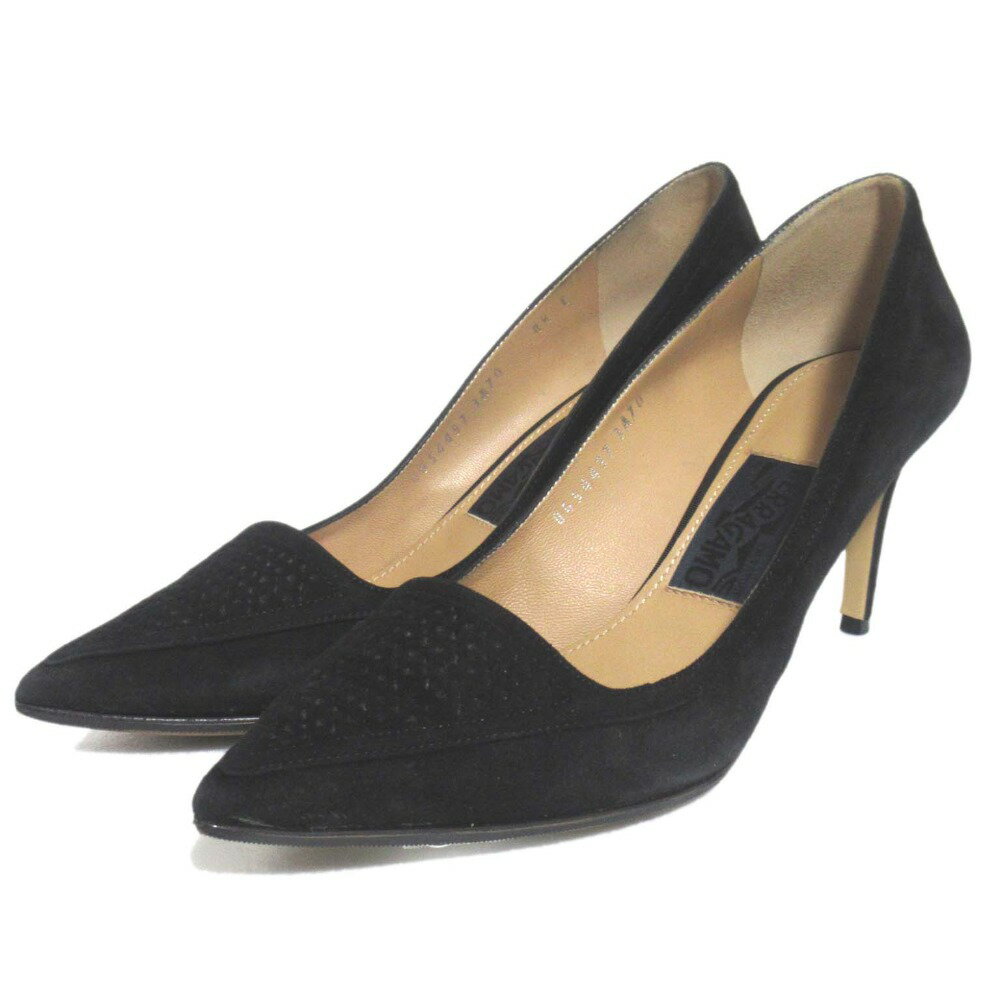 š Salvatore Ferragamo ȡե饬 PAULEEN  ݥƥåɥȥ ѥץ 8.5C 26cm ֥å ǥ Luxs ֥ɸΥ奯