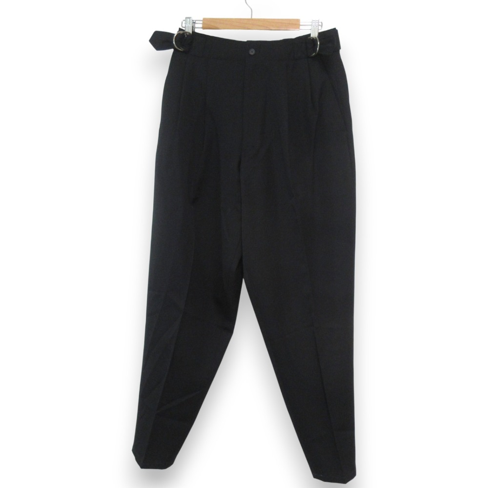 【中古】良品 Y's for men ワイズフォーメン ヴィンテージ サイドベルト付き ツータック ワイドテーパードパンツ サイズS ブラック メンズ Luxs ブランド古着のリュクス(4)