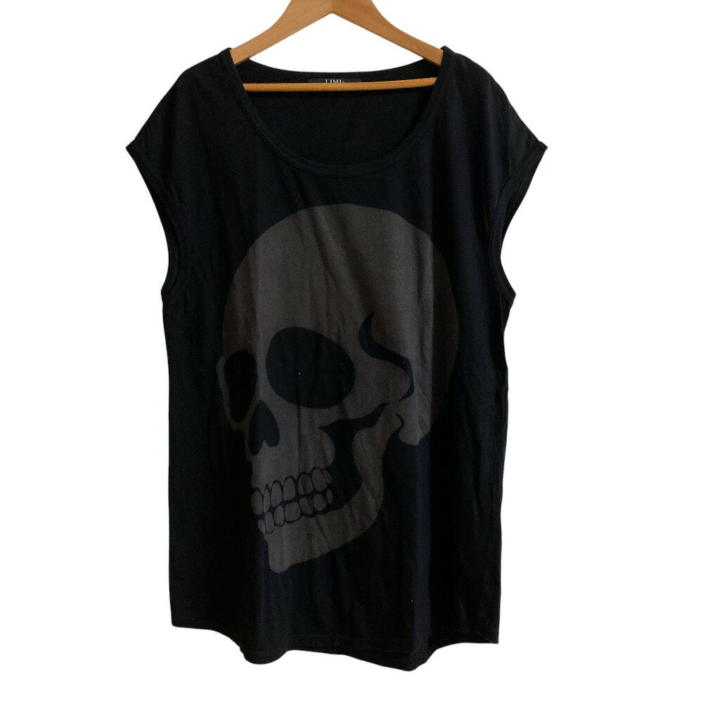 【中古】美品 LIMI feu リミフゥ スカルプリントノースリーブカットソー Sサイズ ブラック レディース ..