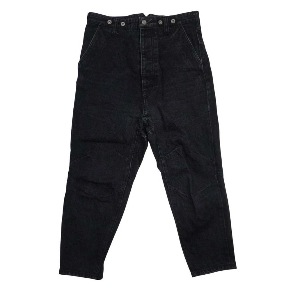 【中古】美品 suzuki takayuki スズキタカユキ サルエル デニムパンツ ジーンズ Gパン ボタンフライ 0 黒 ブラック メンズ レディース Luxs ブランド古着のリュクス