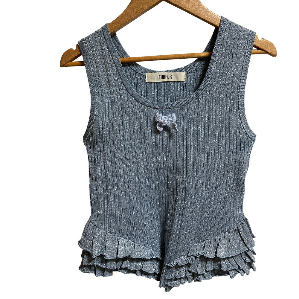 【中古】新品同様 25SS FURFUR ファーファー サイドぺプラムリボンタンクトップ ノースリーブ カットソ..