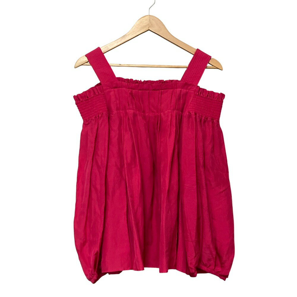 【中古】美品 H エイチ ビューティ＆ユース SILK GATHER STRAP BLOUSE シルク 長袖 オープンショルダー ブラウス S ピンク レディース Luxs ブランド古着のリュクス