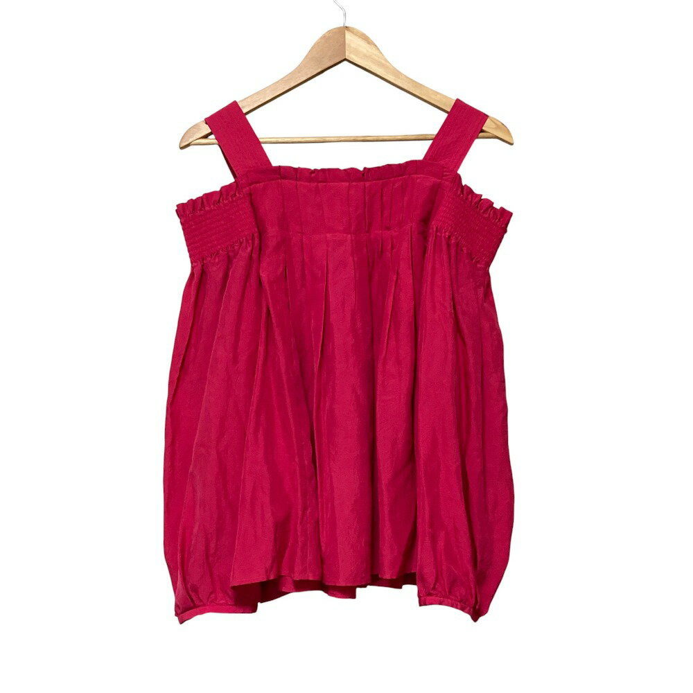 【中古】美品 H エイチ ビューティ＆ユース SILK GATHER STRAP BLOUSE シルク 長袖 オープンショルダー ブラウス S ピンク レディース Luxs ブランド古着のリュクス