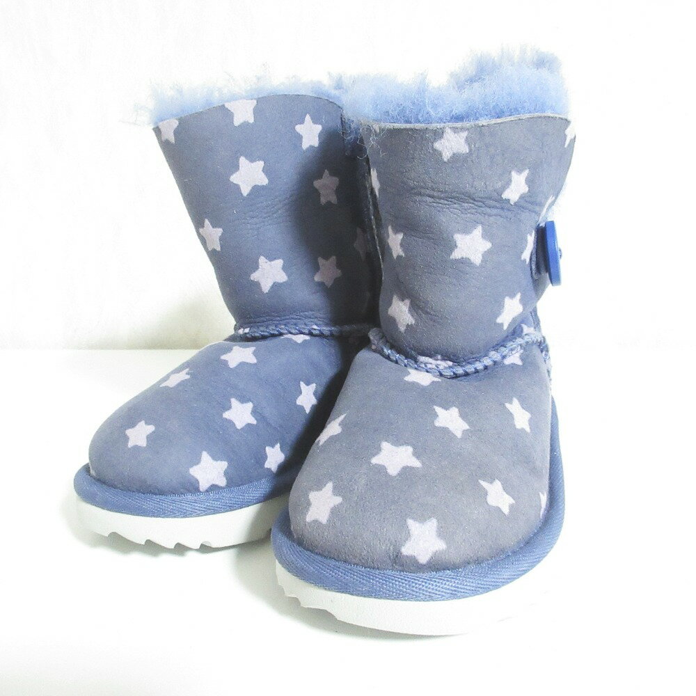 【中古】美品 UGG アグ ベイリーボタン スター 星柄 ムートンブーツ 1018538T キッズサイズ US8 15cm ..
