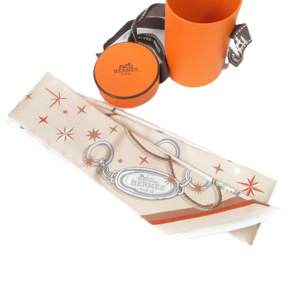 【中古】美品 25AW HERMES エルメス C'est la Fete シルク ツイリースカーフ ベージュ レディース Luxs..