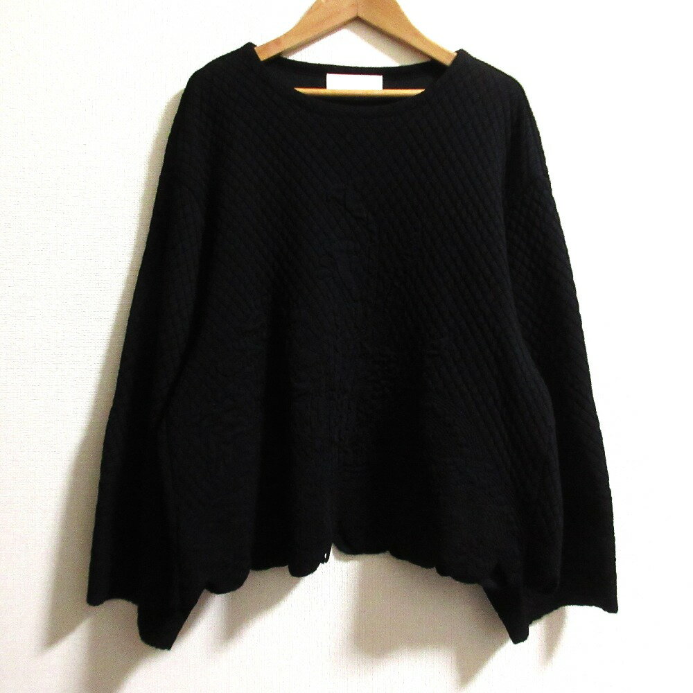 【中古】美品 22SS MameKurogouchi マメクロゴウチ Scallop Cut Knitted Pullover スカラップカットニットプルオーバー MM21SS-KN029 ブラック レディース Luxs ブランド古着のリュクス