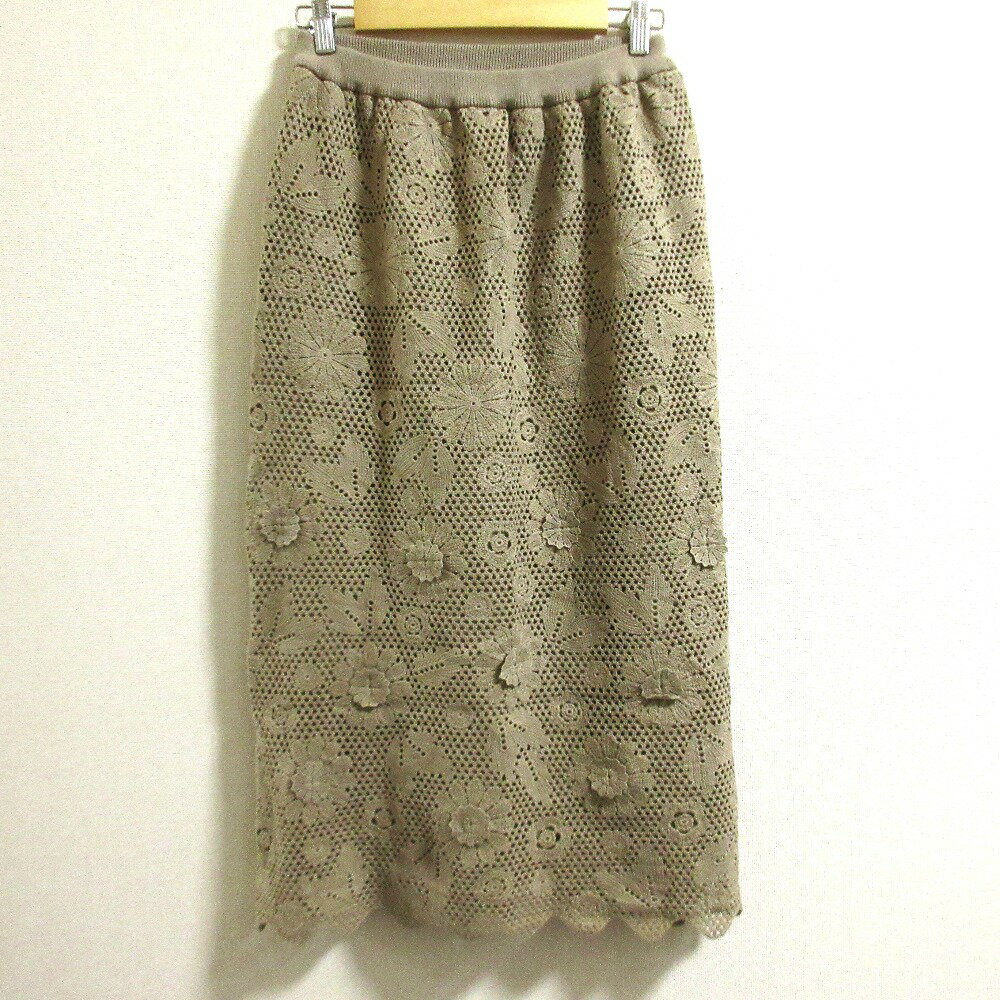 【中古】未使用 25SS GRACE CONTINENTAL グレースコンチネンタル クロシュ刺繍 スカート 0125223115 サイズ36 ベージュ レディース Luxs ブランド古着のリュクス