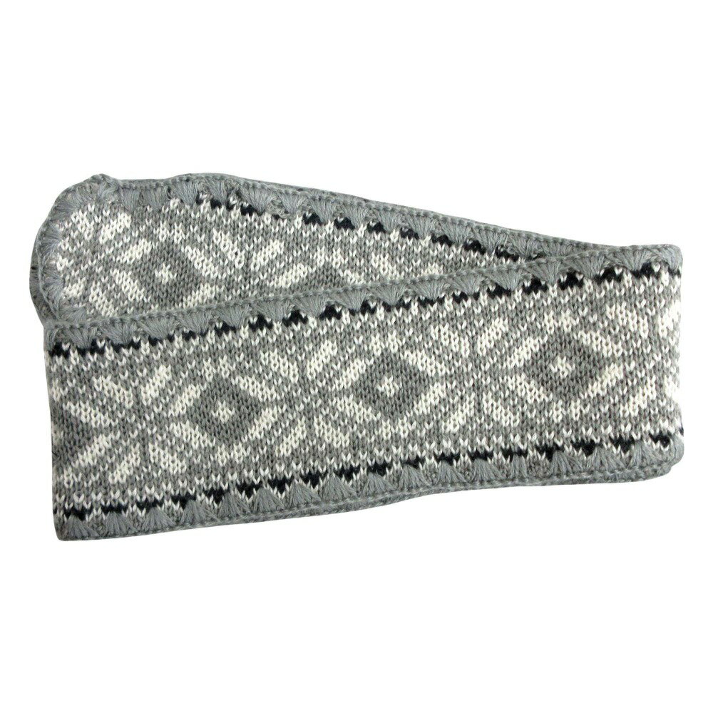 【中古】美品 Discoat ディスコート チロリアン マフラー ニット ナロータイ スカーフ 総柄 グレー レ..