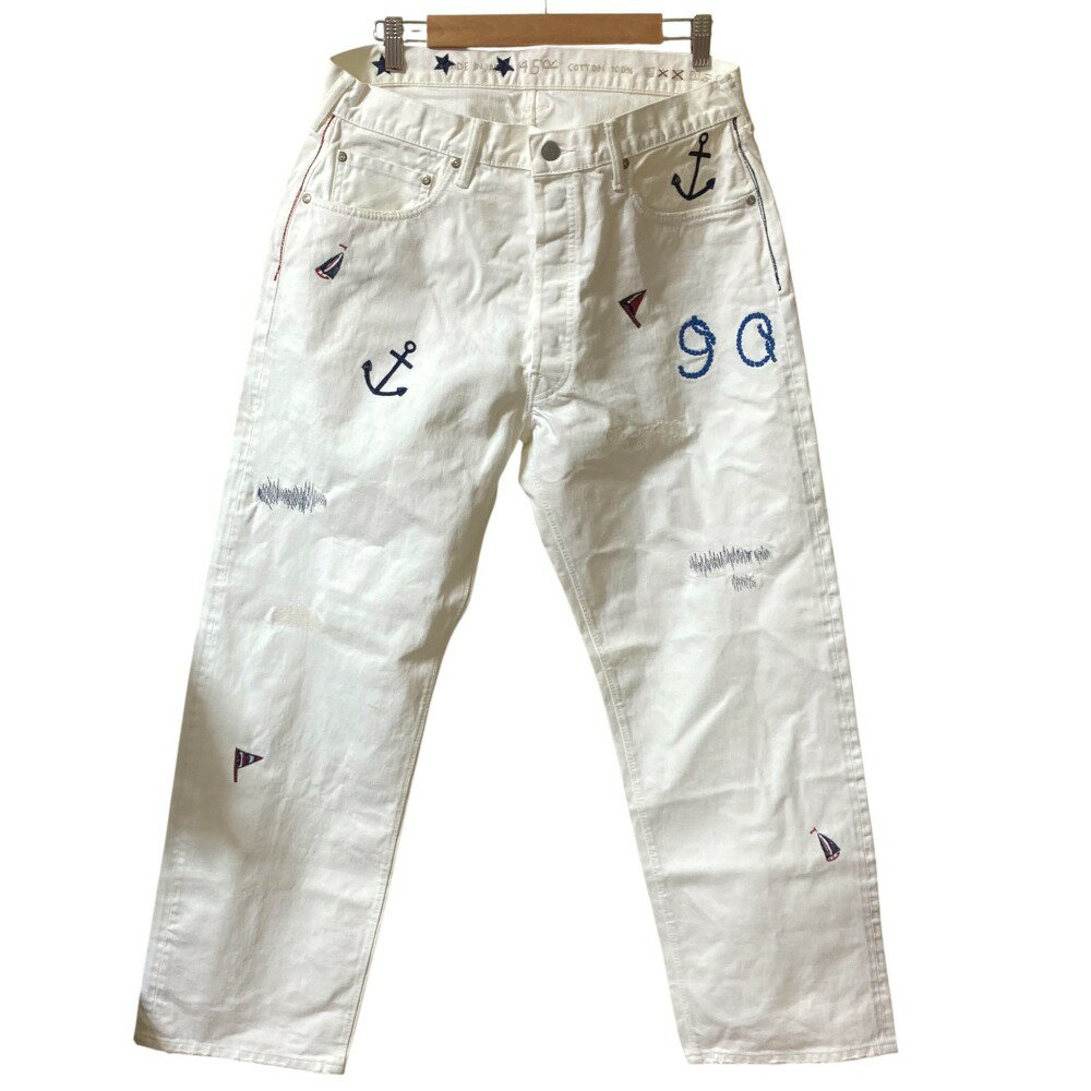 【中古】美品 45R フォーティファイブアール ホワイトセルビッチヨットマン デニムパンツ サイズ3 ホワ..