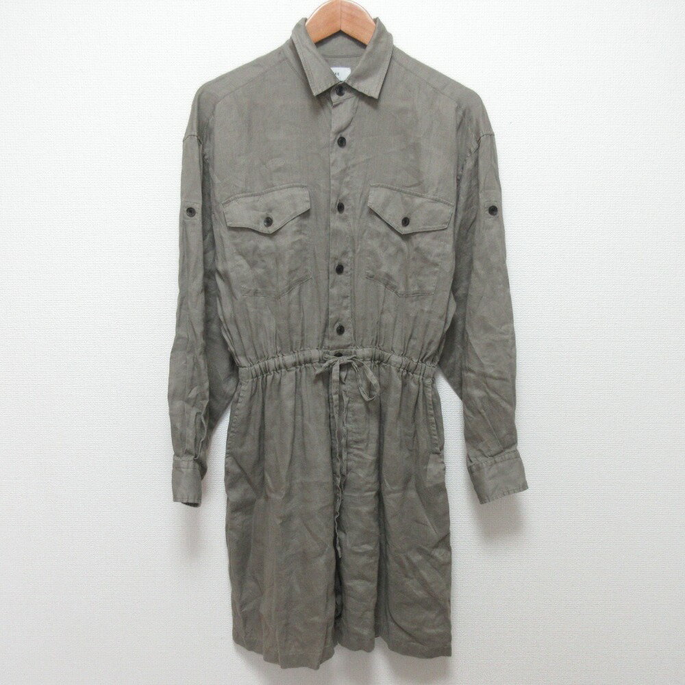 【中古】 25SS HYKE ハイク LINEN JUMPSUIT LONG SLEEVE オールインワン 251-16236 サイズ1 グレー レディース Luxs ブランド古着のリュクス