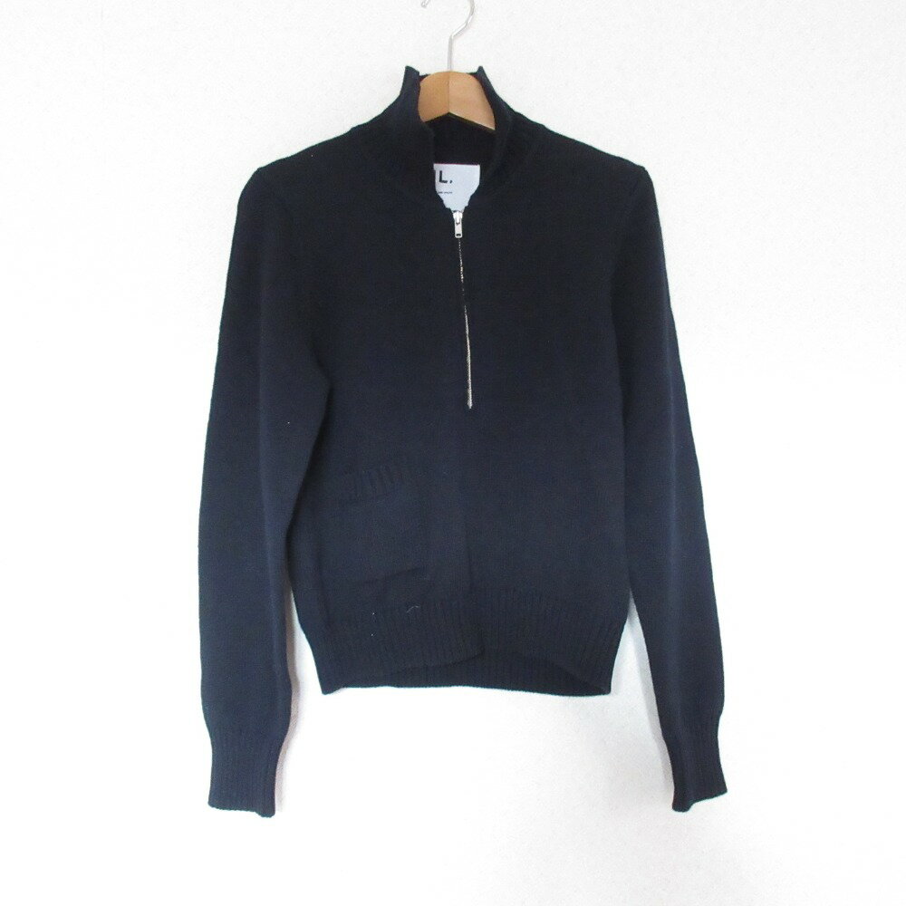 【中古】美品 MHL エムエイチエル マーガレットハウエル 長袖 ハーフジップ ニット プルオーバー セーター サイズ3 ネイビー レディース Luxs ブランド古着のリュクス(4)