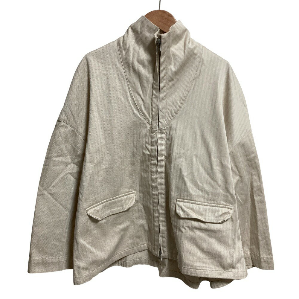 【中古】美品 FIRMUM フィルマム ヘリンボーンツイル カウルネックブルゾン ジップ ジャケット XSサイ..