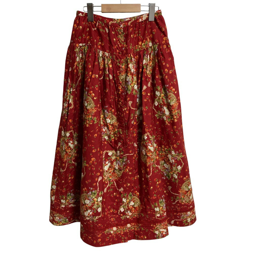 【中古】 PINK HOUSE ピンクハウス フラワーイチゴプリント ロングスカート レッド レディース Luxs ブランド古着のリュクス